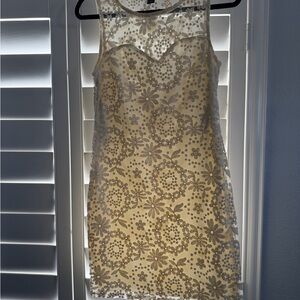 Forever 21 Cream Floral Lace Mini Dress